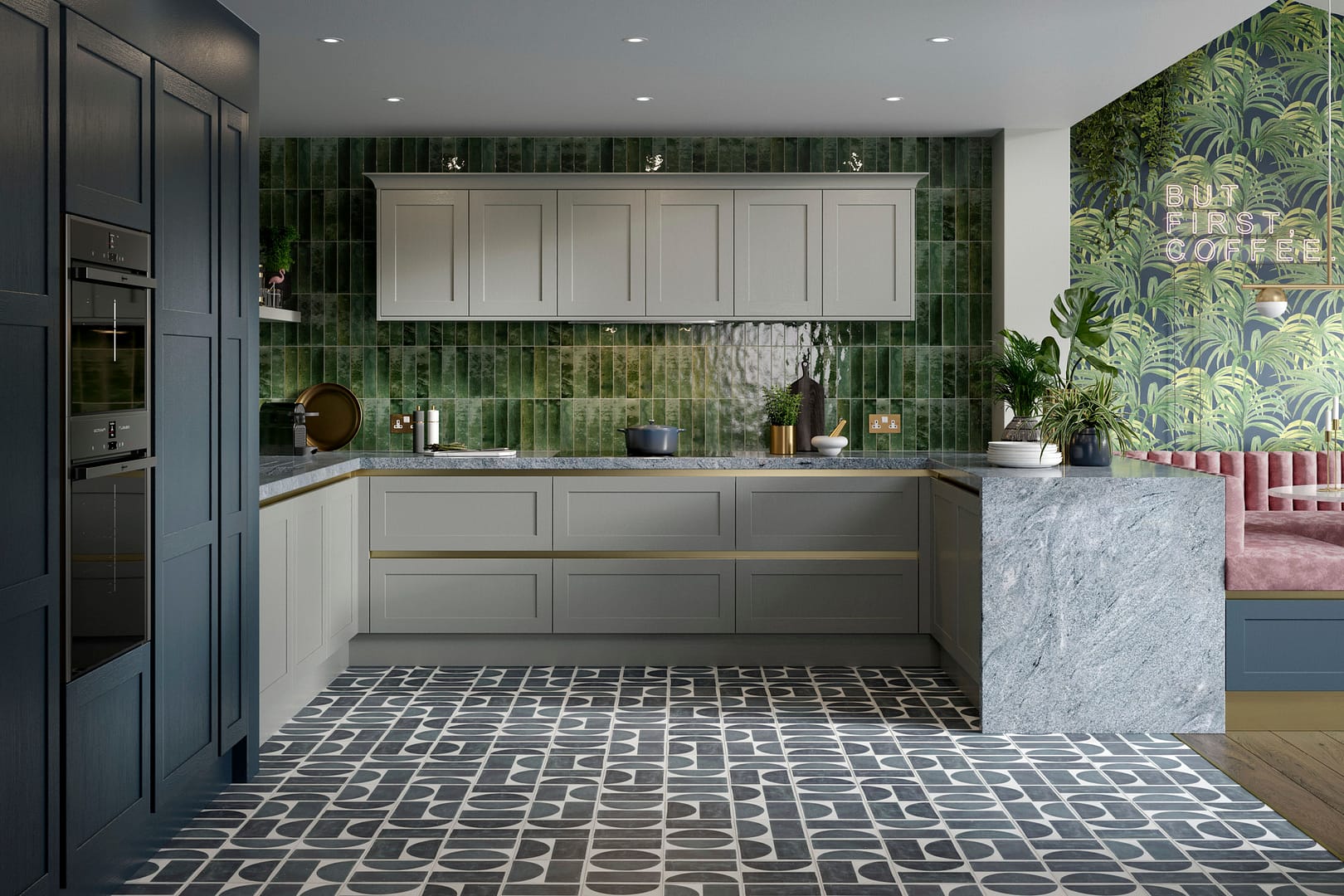 Crathorne Handleless Dust Grey & Hartforth Blue 1